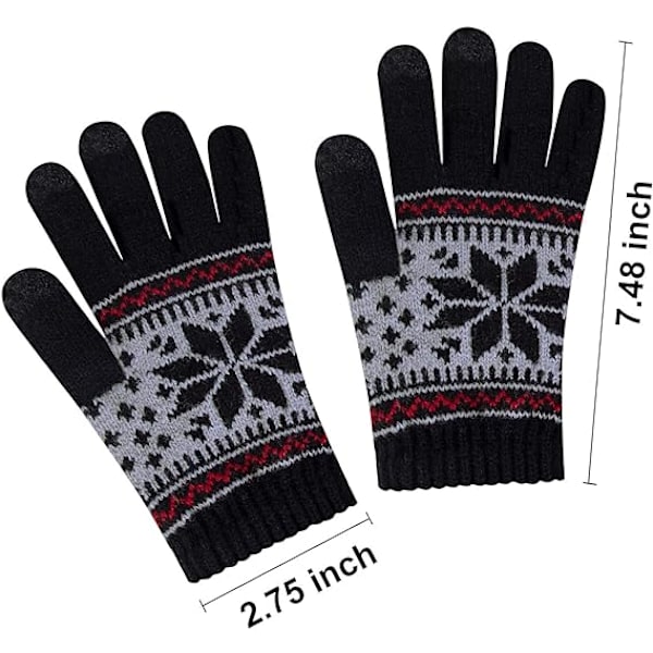 2 Par Dame Vinter Touchscreen Handsker Varme Strikket Termisk Handsker