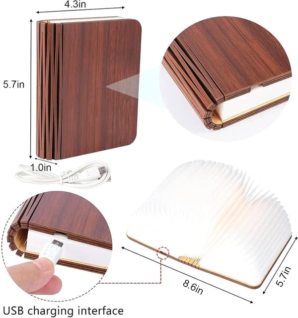 Treboklykt med LED, brettbar, 360° foldbar med magnet
