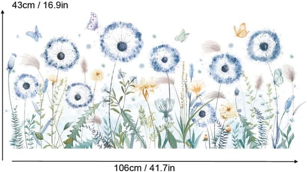 Självhäftande väggdekaler Maskrosblomma Växt Fjäril Vägg
