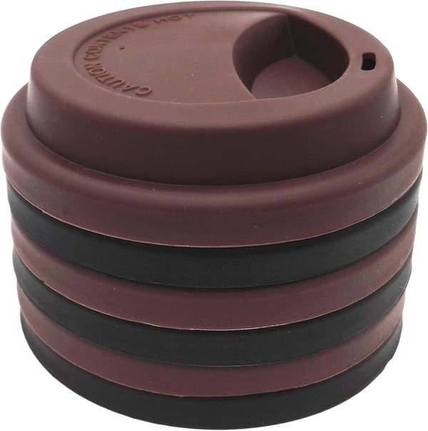 3 Svarta och 3 Kaffe Återanvändbara Läcksäkra Silikonlock (6-pack)