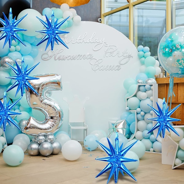 20 blå stjerneburst ballonger, eksploderende stjerneburst ball