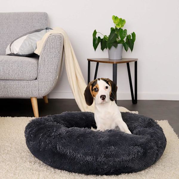 Rund hundekurv kattepude donut kurv Ø 60 cm (L) Mørk grå