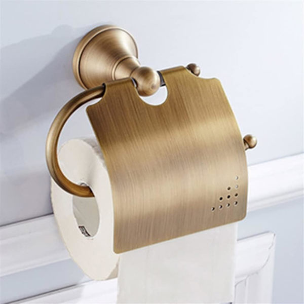 WC-paperiteline Gold Bronze, Antiikki Paperirullan Teline, Retro Messinki Kylpyhuoneen WC-paperi, Pyyhe