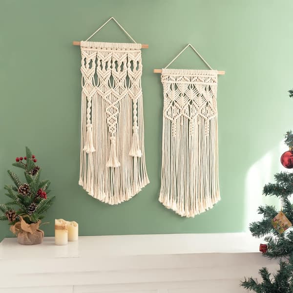 2 kpl Makrame-seinävaate Boho Home Chic Bohemian Geometri