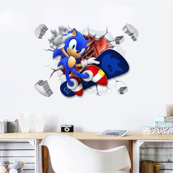 Sonic Wall Decals -tarra, lasten animaatiomakuuhuoneen taustaseinän koriste, itseliimautuva seinätarra, siilivideo