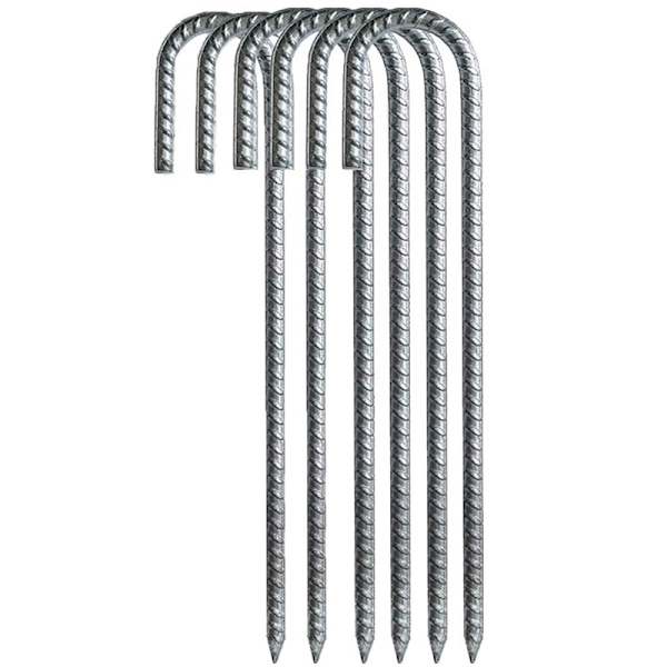 6 stk. 30 cm/11,8\" galvaniserede stål J-formede pløkke jordstål