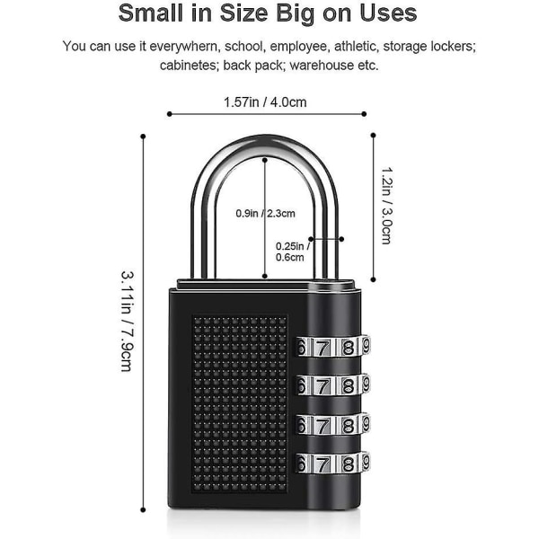 Cadenas Combinaison [2 Pices], 4 Chiffres Serrure Combine, P DXGHC