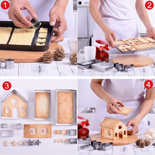 10 stk 3D pepperkakeformer i rustfritt stål for jul