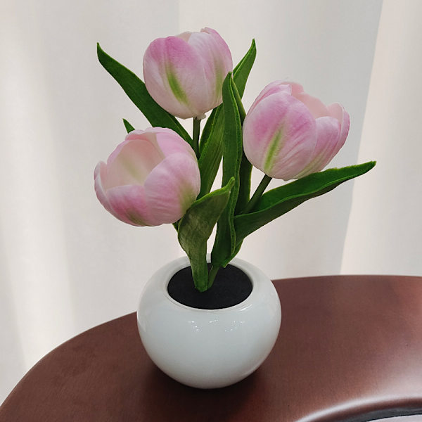 LED Tulpan Blomkruka Ljus Simuleringsblomkruka Keramik Ljus At