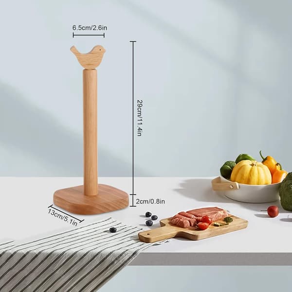 Seisovassa puinen keittiöpaperiteline, DXGHC-design
