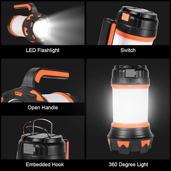 Laddningsbar LED-lykta, Laddningsbar LED-bärbar strålkastare, Su
