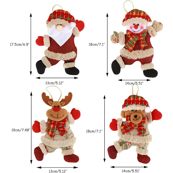 Charmig julgransdekoration, 4-pack jul