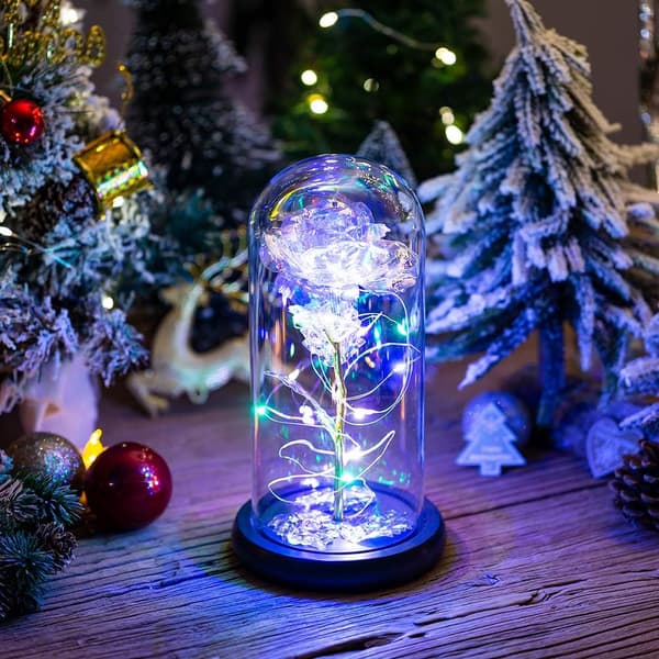 Led Enchanted Galaxy Rose Evig 24k Guldfolie Blomst Med Fe