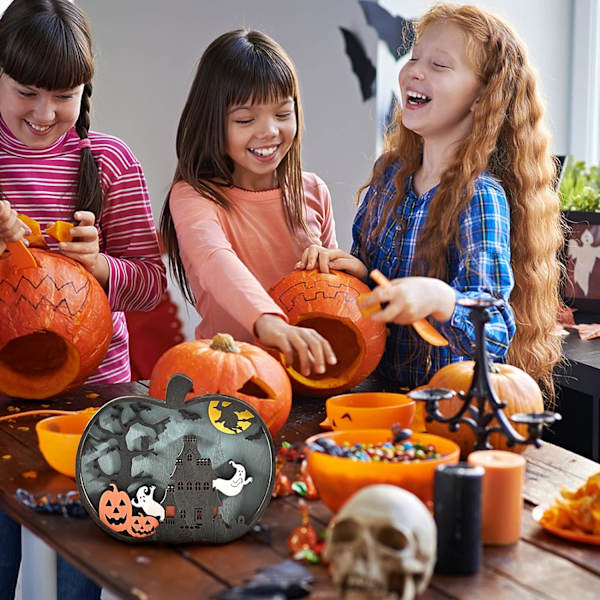Halloween Træhåndværk Kreativ Græskarbelysning Træudskæring