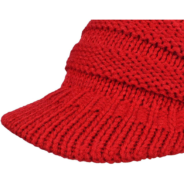 Dames Vinterhue Blomst Dekoration Hæklet Strik Beanie Visor