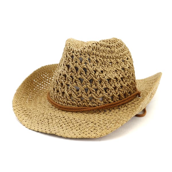 1 stk Voksen Solhatt i Halm, Retro Western Cowboy Ridderhatt for Kvinner