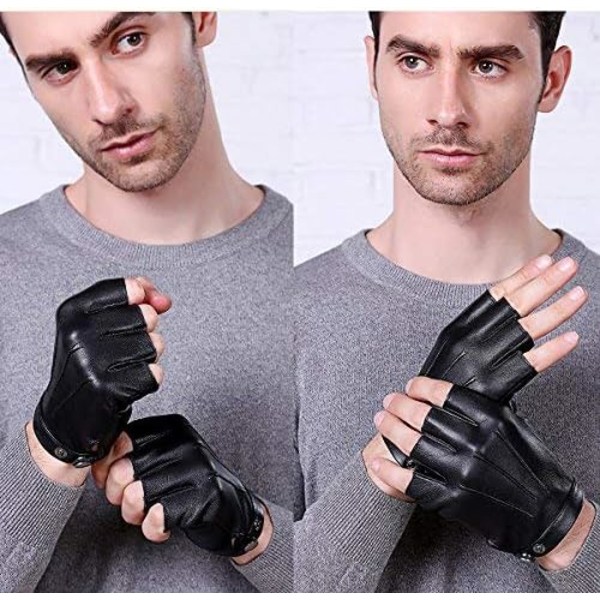 Fingerless Driving Gloves PU Faux Leather Outdoor Sport Half Fing