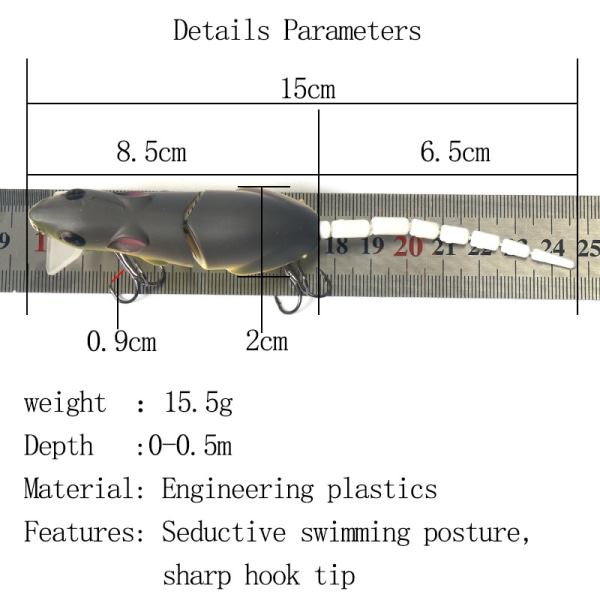 15.5g15.5cm trasig stretch råtta mino bete hårt bete falskt bete b