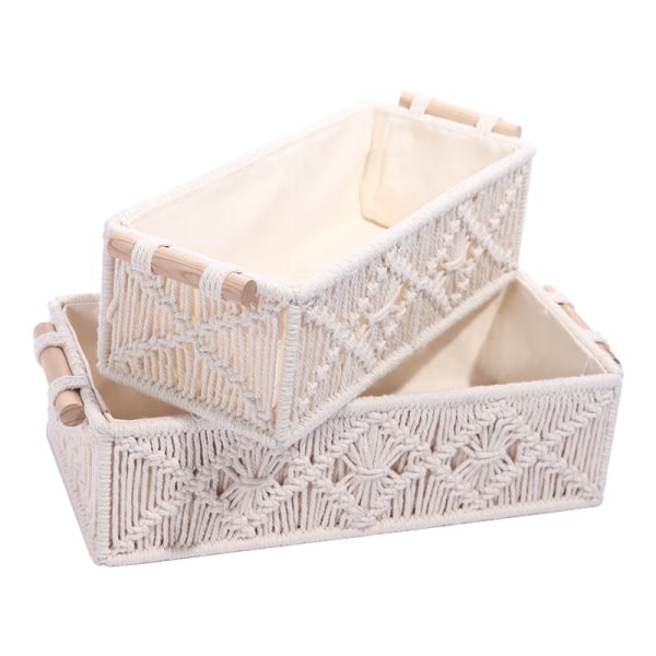 Macrame Förvaringskorg Boho Dekoration Korgar för Organisering Vävd De
