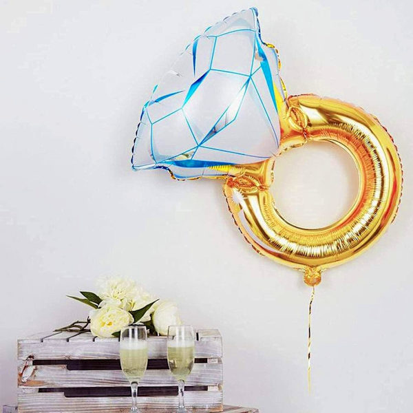 2 stk. Gull Forlovelsesring Ballong - Kjempe Ring Ballong Oppblåsbar