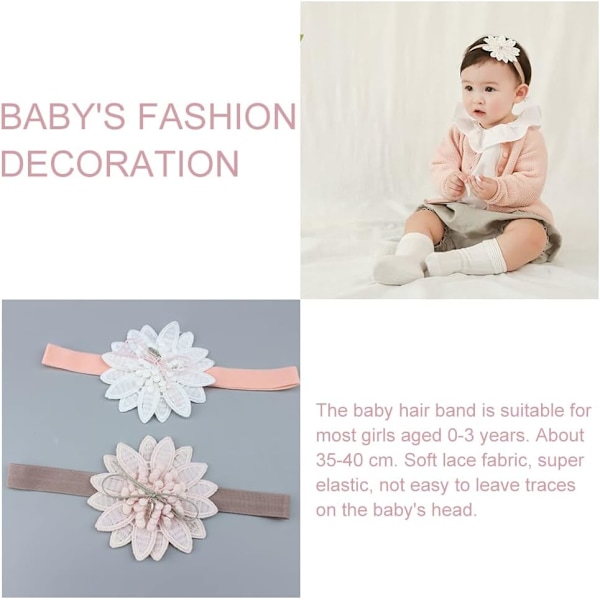 Blomsterhodeband, Babyjente Blomsterhodeband, 2 Stykker Babyhodeband