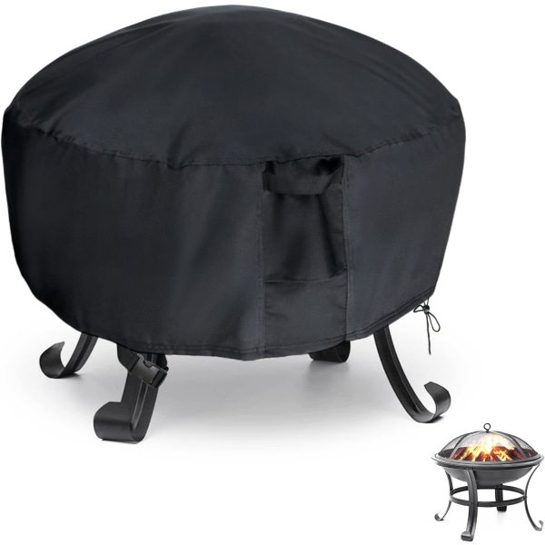 Fire Pit Cover Rund, 32 tommer 600D Heavy-Duty vanntett gassbrann