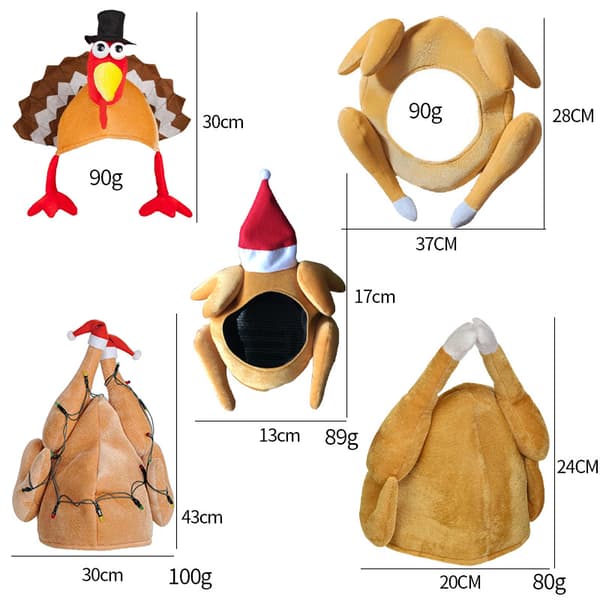 1 Pak Blød Glødende Julekalkunhat, Thanksgiving Hat