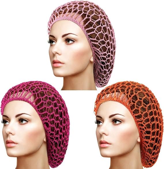 3 stk. mesh hårnet rayon hæklet hårnet strikket snood hat hæklet sovehætte