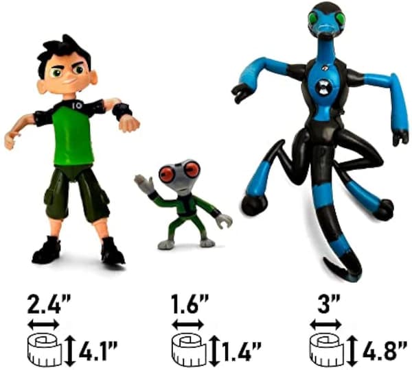 Ben 10 -hahmosetti - 9 lelua, Ben Tennyson, Neljä Käsivartta, Harmaa Aivot, Kineceleran, Timanttipää, H