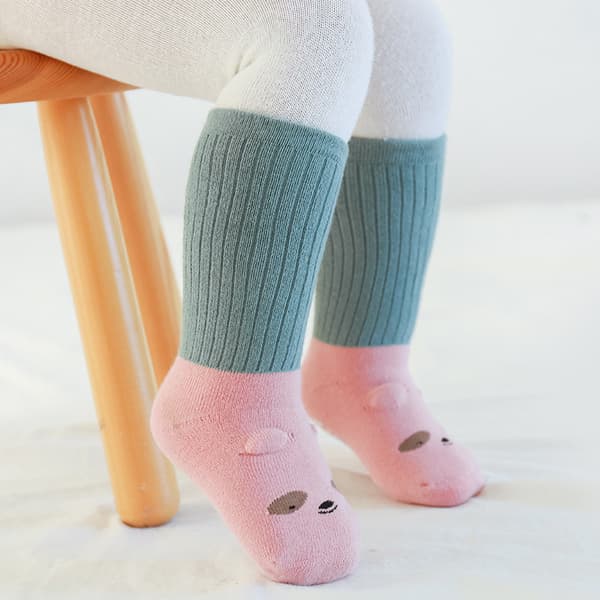 5 Par Strømper til Drengebørn med Antislip Grip, Knæhøje Strømper i Bomuld, B