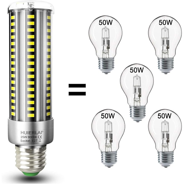 E27 LED Majslys Pære 25W Dagslys Hvid LED Pære 6000K 3000LM
