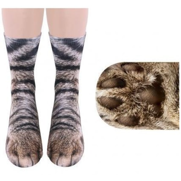 3 par Animal Paw Socks-Unisex 3D Printed Socks Novelty Animal Pa