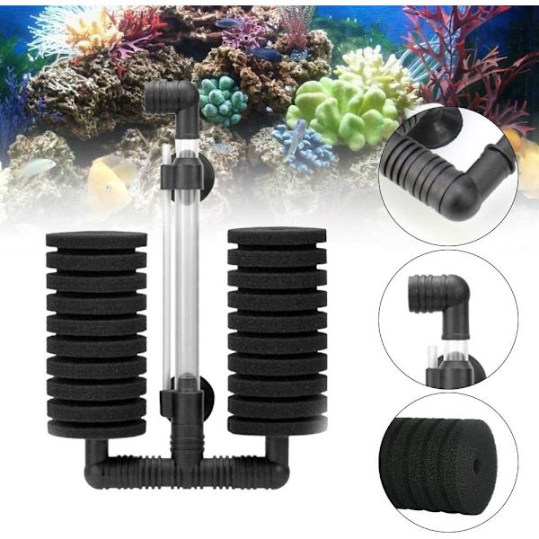 Svampfilter, Akvarium Fisktankfilter med Biokemisk Svamp