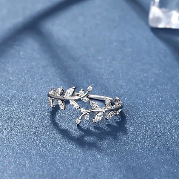 Leaves Ring Kvinder Justerbar 925 Sterling Sølv Ring Mode Ring