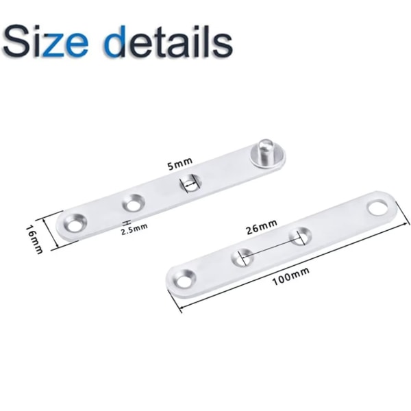 4 Pak Dørhængsler, 100mm Rustfrit Stål 360 Graders Rotation Skjult