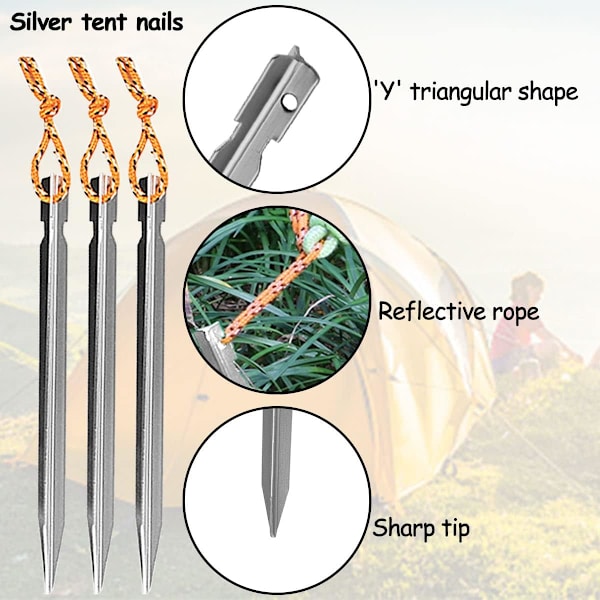 Teltsplinter, Campingsplinter, 12 stk Teltsplinter, Teltsplinter Campingtelt