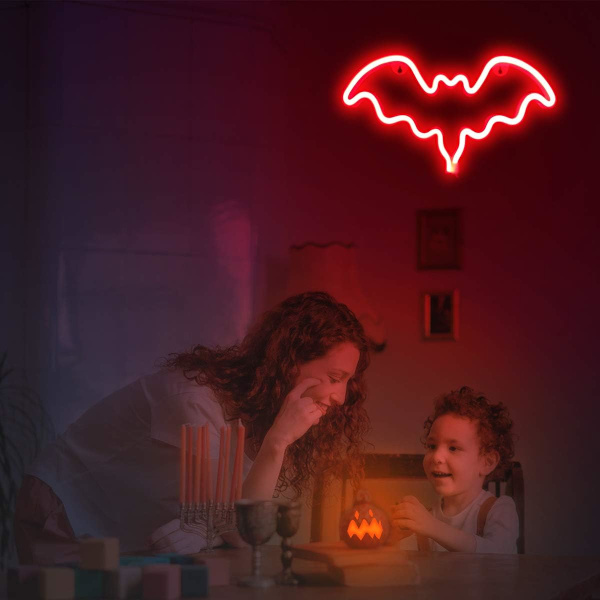 LED Neon Fladdervingar Juldekoration, Fladdervingsformad Halloween Ne