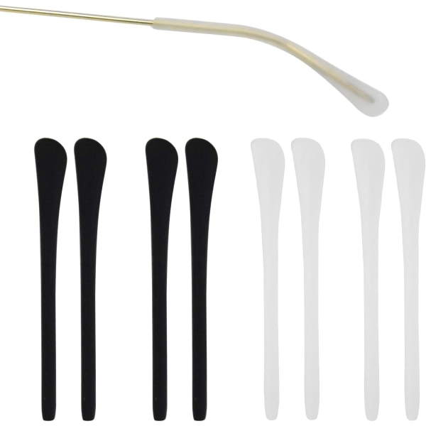 4 par (svart och vitt) glasögontips Silikon Anti-Slip Sof DXGHC