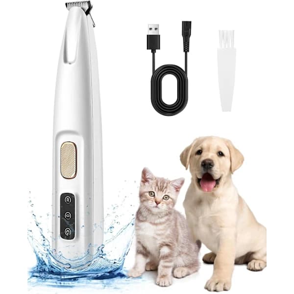 Pote-trimmer til hunde - Støjsvag og effektiv pote-plejer med LED-lys, ta