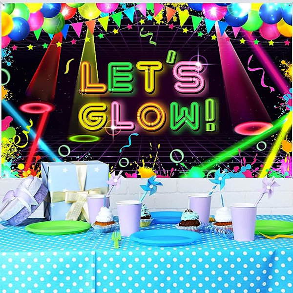 Neon Glow Party Baggrundstof Lad Glød Baggrund Glød Party Th