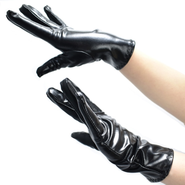 Women Short Leather Gloves Punk Dressing Up Props Handwear For Pa