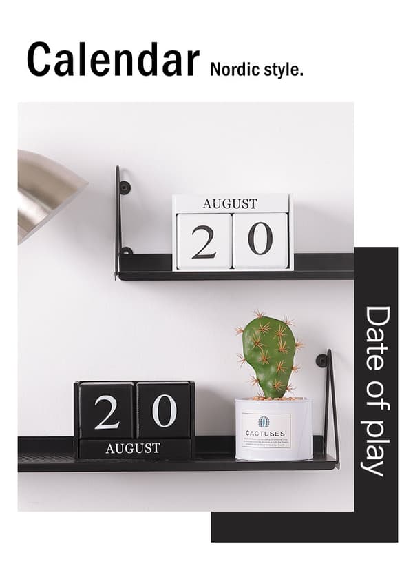 1 Stycke Träskrivbords kalender, Morandi Färg Träkalender Dekoration