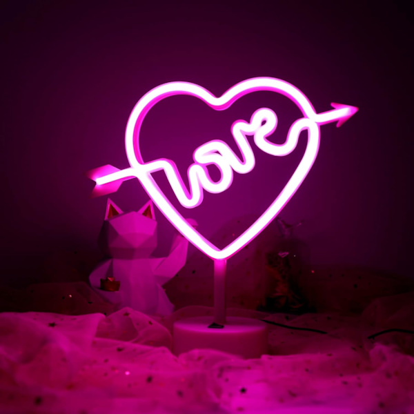 Lysende LED Neonlys - USB-drevet - Varmt Hvit - Borddekorasjon