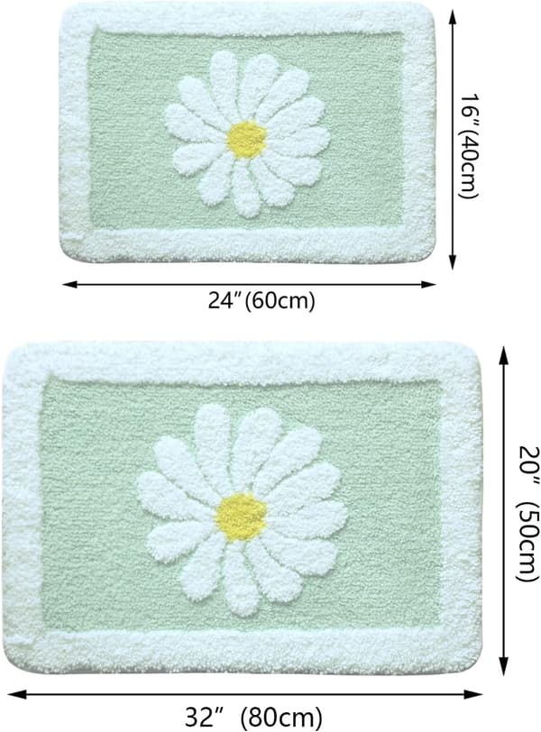 Baderomsmatte, (16\"×24\", Lyseblå) Hvit Blomst Badematte F