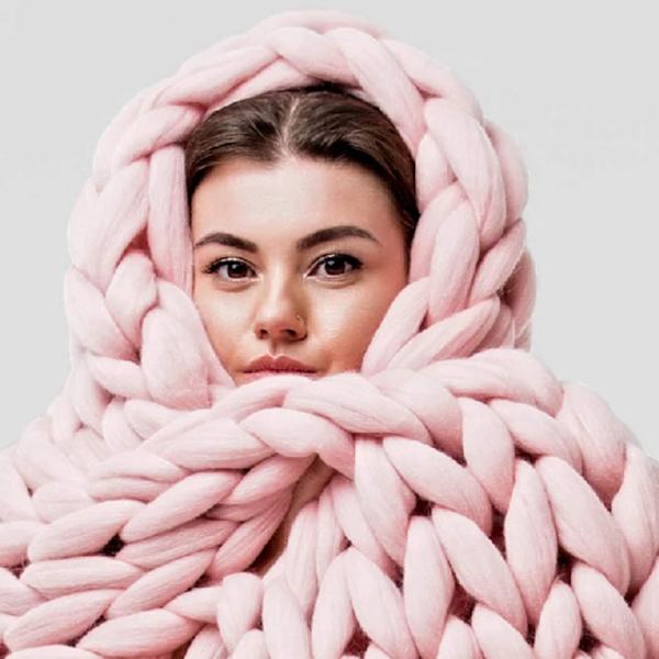 80*100cm Käsintehty Karkean Villan Kudottu Peitto Chenille Tikkaus