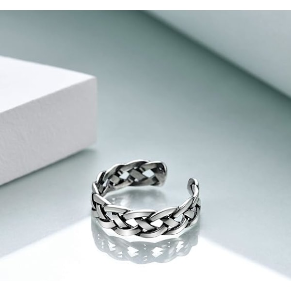 S925 Sterling Silver Ring för Kvinnor Justerbar Keltisk Knyta/Twist/