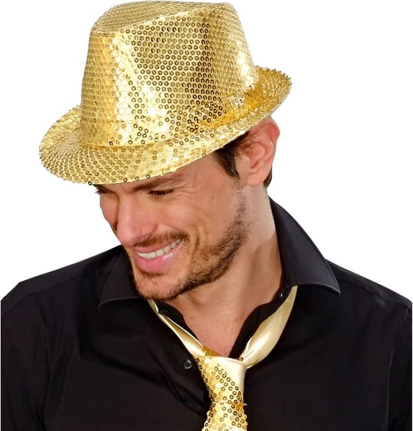 Filt hatt med glitter, guld, för temafester eller karneval, Del