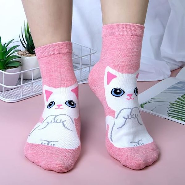 5 Par Damsockor Roliga Söta Djur Damsockor Katt Hund Sockor
