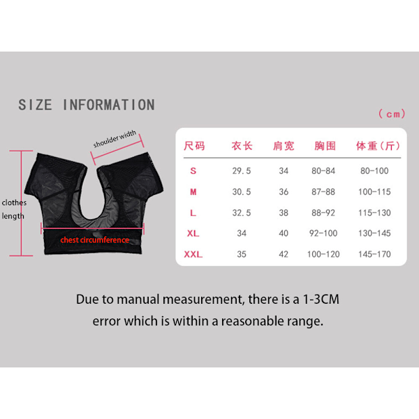 3 stk. svedundertrøjer til armhuler - svedabsorberende puder til armhuler - åndbare svedbeskyttere til armhuler - svedsikre, vaskbare svedbeskyttere XL