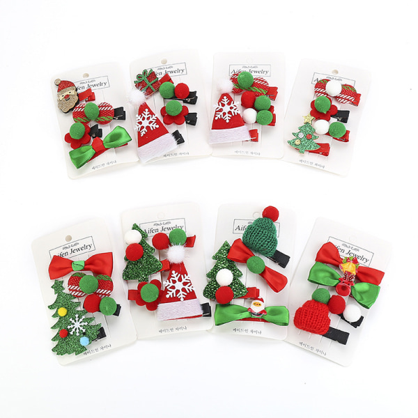 8pcs children's Christmas hair accessories, baby hair clips set,